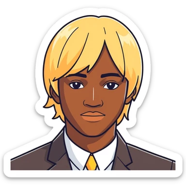 Black man with blonde wig sticker