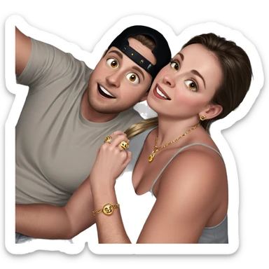 couple selfie with jewelry sticker