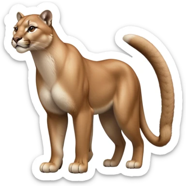 cinematic-[mountain lion]-realistic-full-body-standing-emoji,-muscular-frame-poised-with-grace,-tail-curved-slightly,-head-tilted-dramatically,-sleek-[tan]-fur,-simplified-yet-realistic-focused-features,-highly-detailed,-glowing-with-an-almost-sarcastic-glow sticker