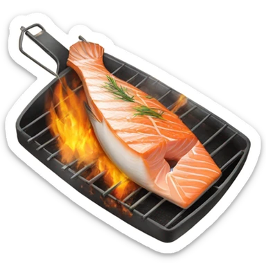 Salmon fish on fire sticker