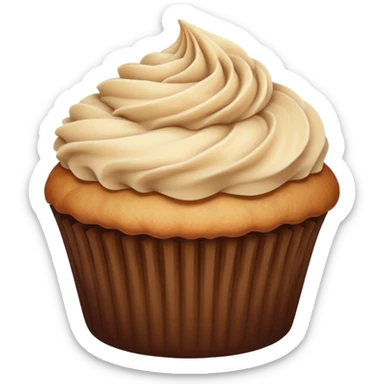 cupcake art fluffy beige brown sticker