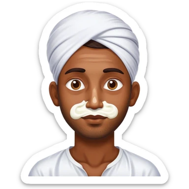 an indian man with white yogurt all over his face sticker