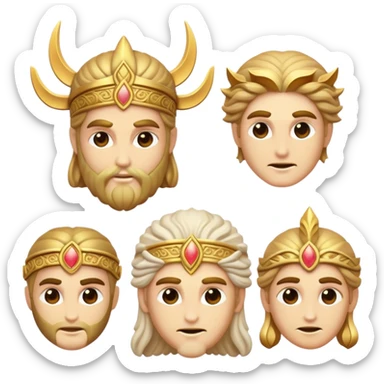 Cinematic Realistic Greek Gods Pop Culture Emoji, featuring mythic portrayals of ancient deities rendered with dynamic, ethereal lighting and classical detail. sticker
