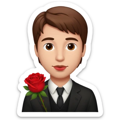 handsome man with a rose in his mouth sticker