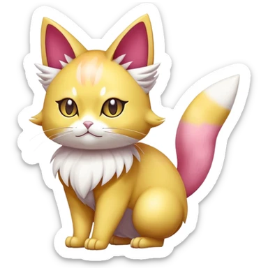 Shiny Exotic Skitty-Persian-Pokémon-Fakémon-hybrid-creature (full body) sticker