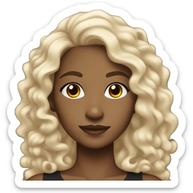 Beautiful teenage light skinned black woman with long black curls sticker