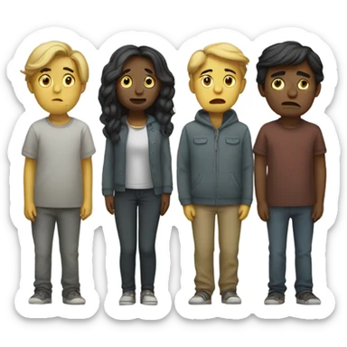 Group of sad people  standing sticker