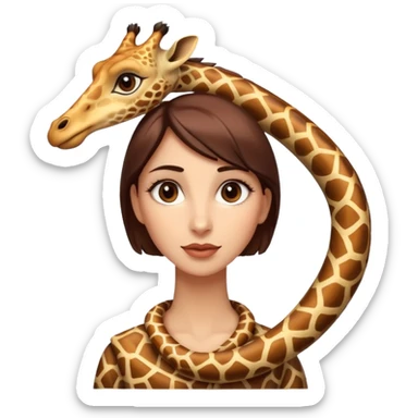 Woman with a very long snake giraffe neck  sticker