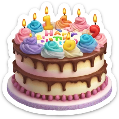 Happy birthday cake colorful sticker