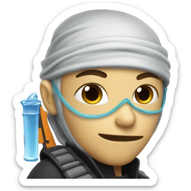 Ninja with water gun sticker