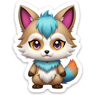  High quality Cute Cool Kawaii edgy Chibi Fur-Sona Colorful Fakemon Full Body, facial markings sticker