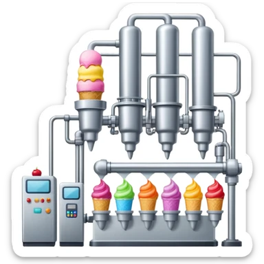 Ice cream factory with machines and production lines sticker
