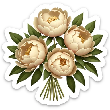 Beige Peonies bouquet sticker