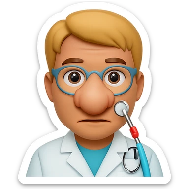 Make the dentist's nose much bigger. The original style is emoji style, but since emoji style does not support editing, use the general style editor to keep the emoji look and make the nose bigger with transparent background. sticker
