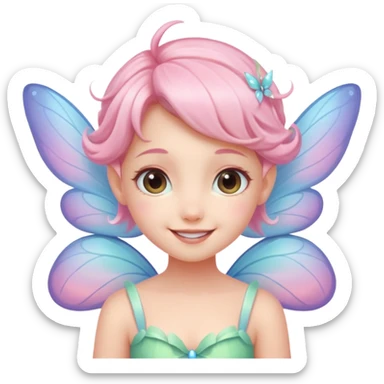 A tiny pastel fairy with glowing wings and a sweet smile
 sticker