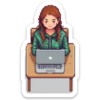 woman on a laptop sticker