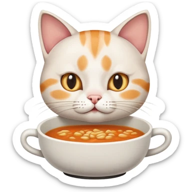 cat eats soup and shows like sticker