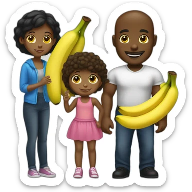 black man showing is banana to a litle girl sticker