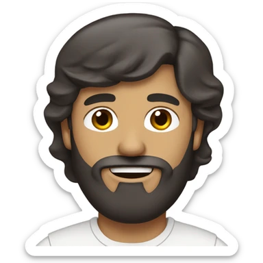 Dark brown hair man with beard on a sailboat sticker