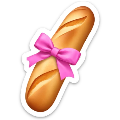 Baguette with pink bow sticker