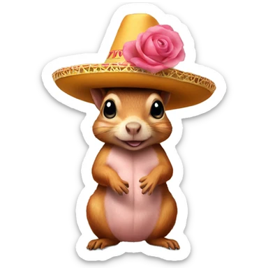 squirrel mixed with pig wearing sombrero  sticker