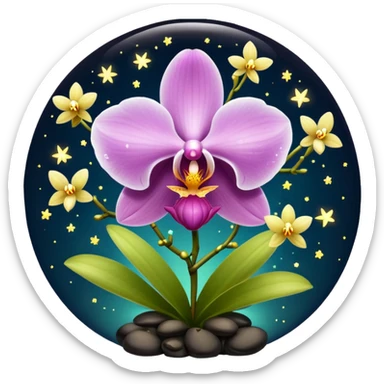 orchid with fireflies trapped like stars sticker