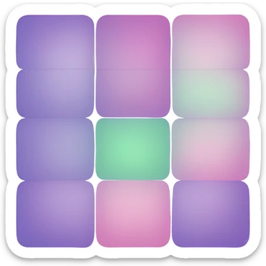 Block of 9 squares purple pink light blue green sticker