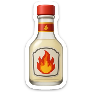 Make the fireball barbecue hot sauce bottle a clear glass bottle in the style of emoji (apple style emojis). Remove the background. sticker