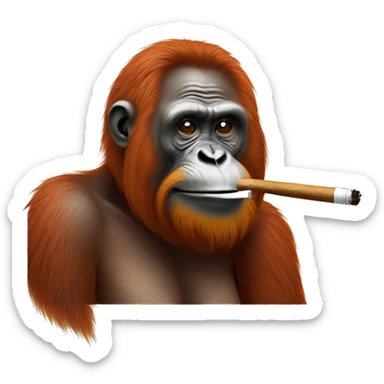 Orangutan smoking tobacco pipe sticker