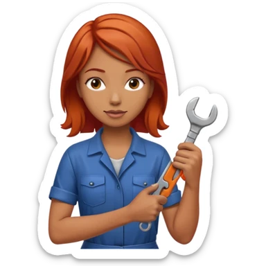 car mechanic, red haired woman sticker