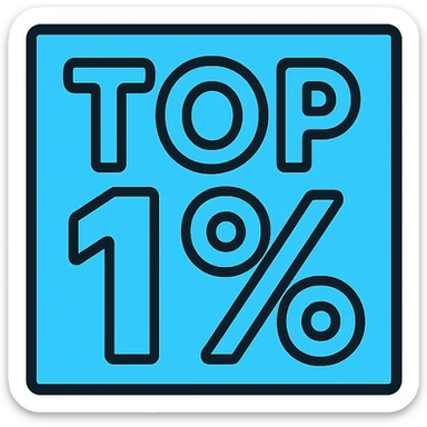 text 'Top 1%' in bold font, cyan blue color, lineal color icon with black outlines sticker