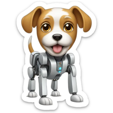 yorkshire dog with robotic legs sticker