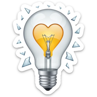 A light bulb broken in half is like a broken heart 💔 sticker