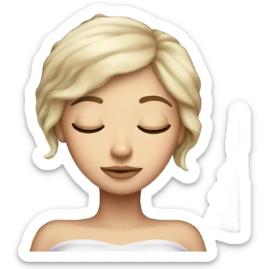 White Girl with eyeliner sleeping in her bed sticker