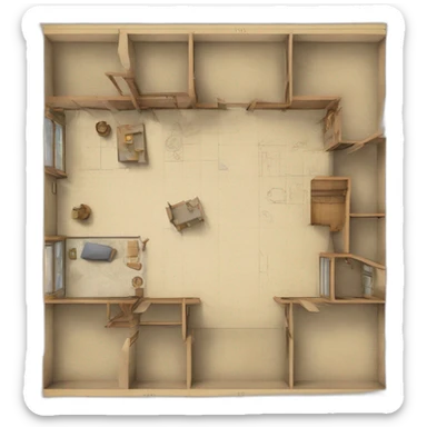 medieval architect drawing on a floor plan sticker