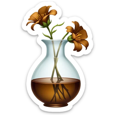 severely drooping dead flowers hanging over the edge of a vase sticker