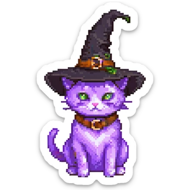 purple witch cat sticker