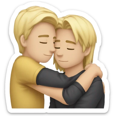 Two gay boys kissing eachother one boy is blond long hair and oneboy is brunette laying hands on eachother arms sticker