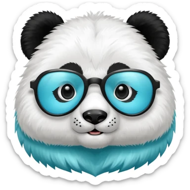 a cute panda wearing cyan colored glasses sticker