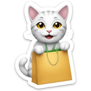 happy gay cat with shopping bags sticker