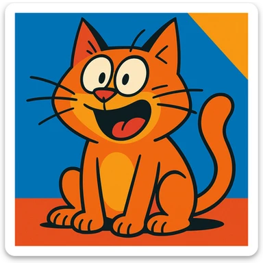 cartoon cat with a comical expression, humorous accent, vibrant toon style sticker