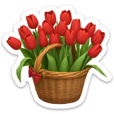 Red tulips bouquet in basket the same as the white ones you gave me sticker