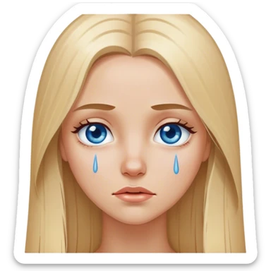 beautiful white girl with long straight blonde hair blue eyes crying  sticker