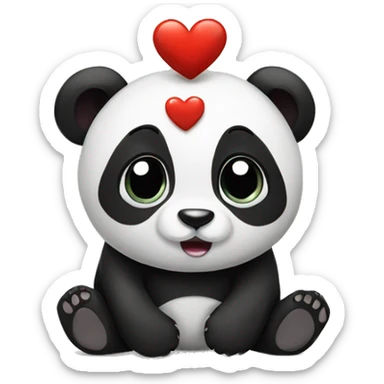 Panda with a heart  sticker