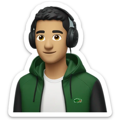 Lacoste headphone latin guy with black windbreaker sticker