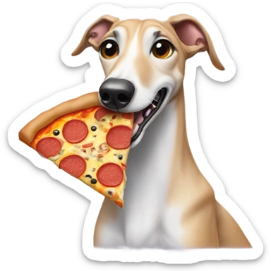 Greyhound eating pizza sticker