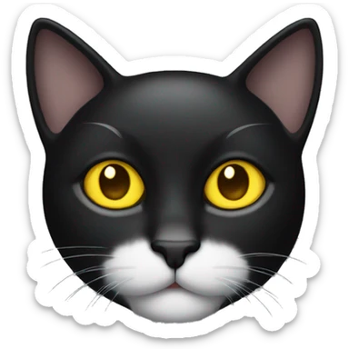 Black cat with yellow eyes and a white patch of fur on chest sticker