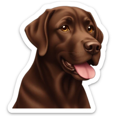 Chocolate labradador with name “Haru” sticker