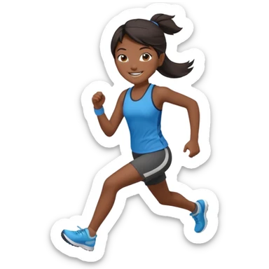 running asian girl sticker