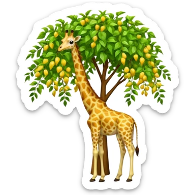 giraffe eating leaves from a tree sticker